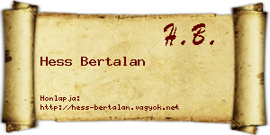Hess Bertalan névjegykártya